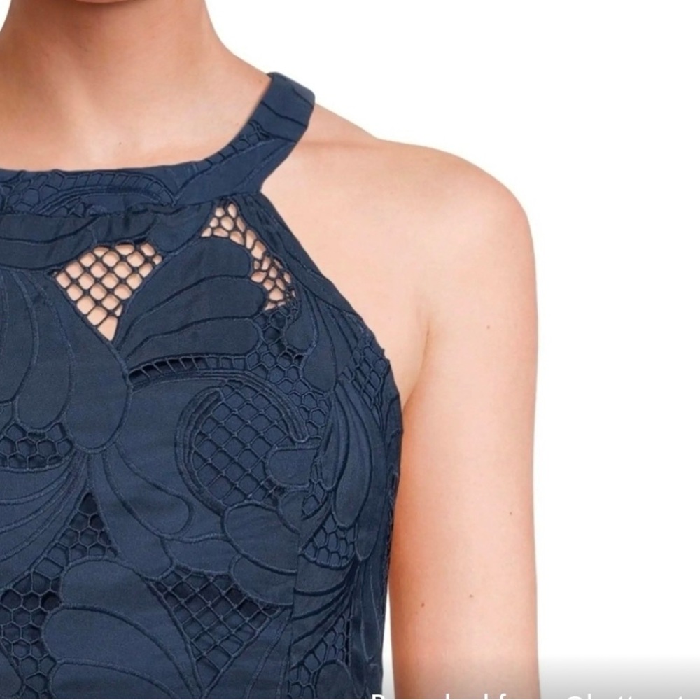 Lilly Pulitzer “Denise” Navy Blue Floral Eyelet Lace Midi Dress - Picture 3 of 11